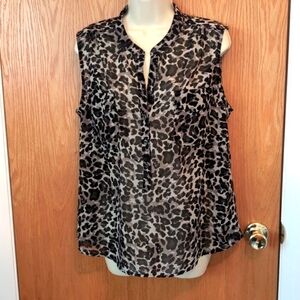 Old Navy Sheer Leopard Print Sleeveless Blouse Size L